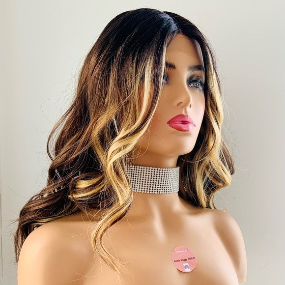 Gorgeous Toffee Brown/Blonde Premium Fiber Lace Front Wig for Daily Wear/Events - Picture 4 of 7